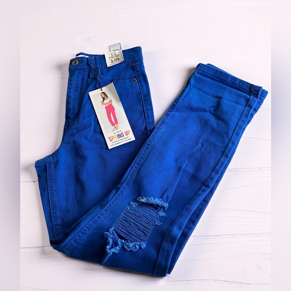 Celebrity Pink Juniors Slim Straight High Rise Jeans Blue Size 3/26 x 29L NWT